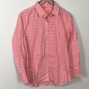 Orange & White gingham print long sleeve shirt